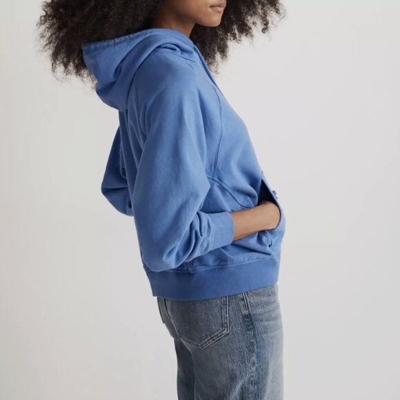 Madewell Bluestone Terry Relaxed Raglan-Sleeve Hooded Sweatshirt - Picture 2 of 5